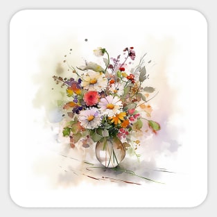 Beautiful and bright watercolour bouquet of flowers. Sticker